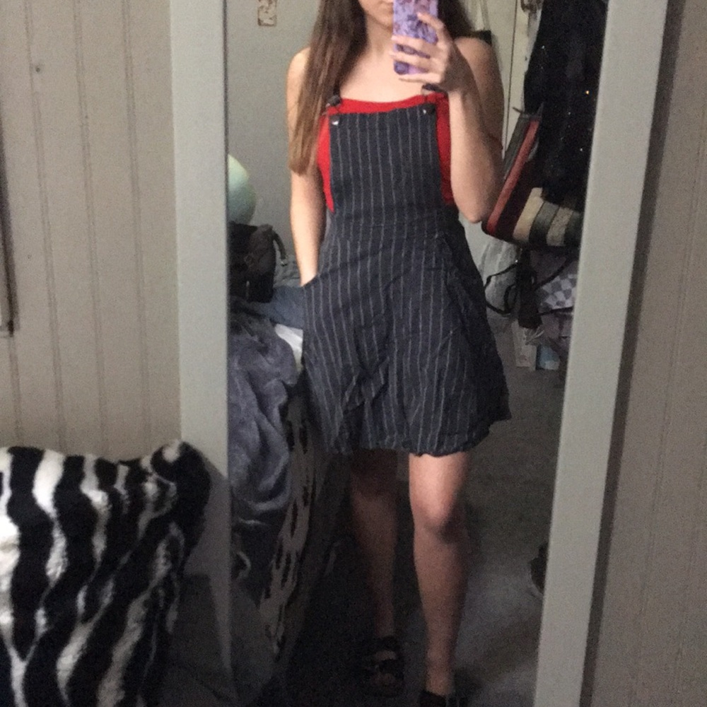 Stripped overall dress